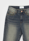 Calf Vintage Washed Bootcut Denim Pants