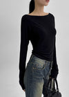 [MADE] Dentu Batwing Boat Neck Long Sleeve T-shirt