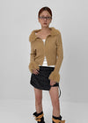 Dencel Fur Collar Knit Zip-Up