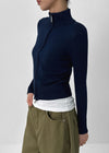 Nucat High Neck Two-way Ribbed Knit Zip-up