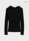 Liene Button Ribbed Hooded Knit