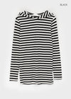 Diyan Stripe Long Hooded Long Sleeve T-shirt