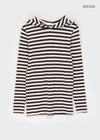 Diyan Stripe Long Hooded Long Sleeve T-shirt