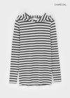 Diyan Stripe Long Hooded Long Sleeve T-shirt