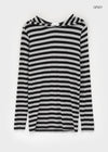 Diyan Stripe Long Hooded Long Sleeve T-shirt