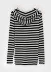 Diyan Stripe Long Hooded Long Sleeve T-shirt