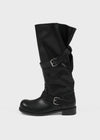 Herun Slouchy Buckle Leather Long Boots