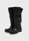 Herun Slouchy Buckle Leather Long Boots