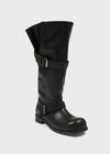 Herun Slouchy Buckle Leather Long Boots