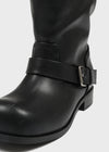 Herun Slouchy Buckle Leather Long Boots