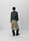 Moric Washed Uneven Midi Skirt (belt Set)