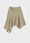 Moric Washed Uneven Midi Skirt (belt Set)