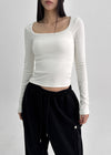 [MADE] Shrinny Square Neck Long Sleeve T-shirt