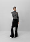 Nucat High Neck Two-way Ribbed Knit Zip-up