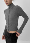 Nucat High Neck Two-way Ribbed Knit Zip-up