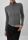 Nucat High Neck Two-way Ribbed Knit Zip-up