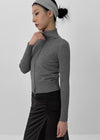 Nucat High Neck Two-way Ribbed Knit Zip-up