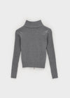 Nucat High Neck Two-way Ribbed Knit Zip-up