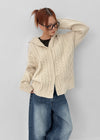 [MADE] Rietta Cable Knit Hooded Cardigan