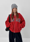 Luding Embroidery Overfit Two-way Hooded Zip-up