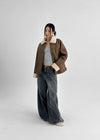 CanSean Washed Cut Wide Denim Pants