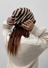 Aslin Striped Wool Knit Turban Beanie