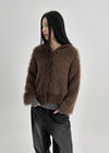 Rabbits Fur Hooded Cardigan