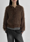 Rabbits Fur Hooded Cardigan