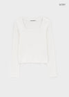 [B-BASIC] Standard Brushed Square Neck Long Sleeve T-Shirt (2SIZE)