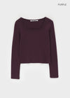 [B-BASIC] Standard Brushed Square Neck Long Sleeve T-Shirt (2SIZE)