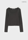 [B-BASIC] Standard Brushed Square Neck Long Sleeve T-Shirt (2SIZE)