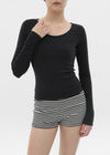 [B-BASIC] Soft Fleece U-neck Long-sleeved T-shirt (2SIZE)