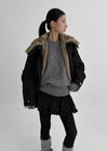 Wing Fur-triming Hooded Jumper
