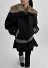 Wing Fur-triming Hooded Jumper