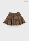 Crenette Corduroy Banding Cancan Mini Skirt Pants