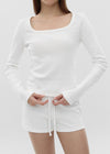 [B-BASIC] Standard Brushed Square Neck Long Sleeve T-Shirt (2SIZE)