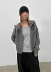 Plidi Stripe Knit Hooded Zip-up