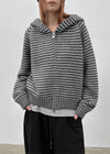 Plidi Stripe Knit Hooded Zip-up