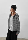 Plidi Stripe Knit Hooded Zip-up
