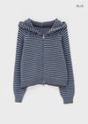 Plidi Stripe Knit Hooded Zip-up