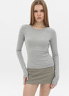 [B-BASIC] Soft Fleece Round Neck Long Sleeve T-shirt (2SIZE)