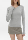 [B-BASIC] Soft Fleece Round Neck Long Sleeve T-shirt (2SIZE)