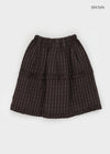 Lourang Check Cancan Midi Skirt