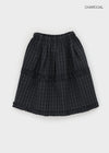 Lourang Check Cancan Midi Skirt