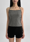 Karenti Fleece Button Crop Halter Sleeveless