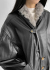 Cat Tom Shawl Collar Quilted Fur Leather Mustang