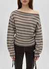 [MADE] Sanchori Angora Off-shoulder Striped Knit