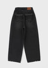 Nyont Fringe Snap Folding Wide Denim Pants
