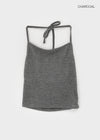 Karenti Fleece Button Crop Halter Sleeveless