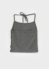 Karenti Fleece Button Crop Halter Sleeveless